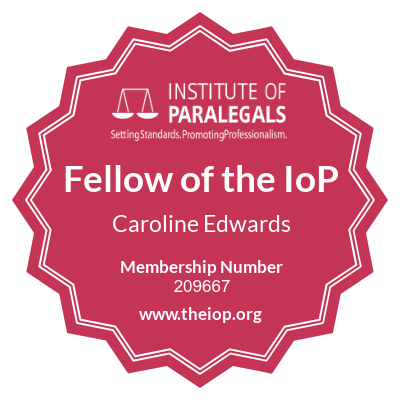 Fellow of the IoP badge. Institute of paralegals